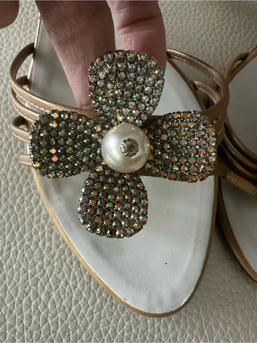 Giuseppe Zanotti Vicini Pearl Jeweled Flower Strappy leather kitten heels  371/2